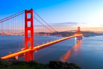 The Golden Gate Bridge with San Francisco in the background for the Find Insurance Agents In California web page.