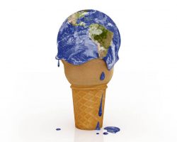 Global climate issues are depicted by this image showing the earth as an ice cream cone melting.