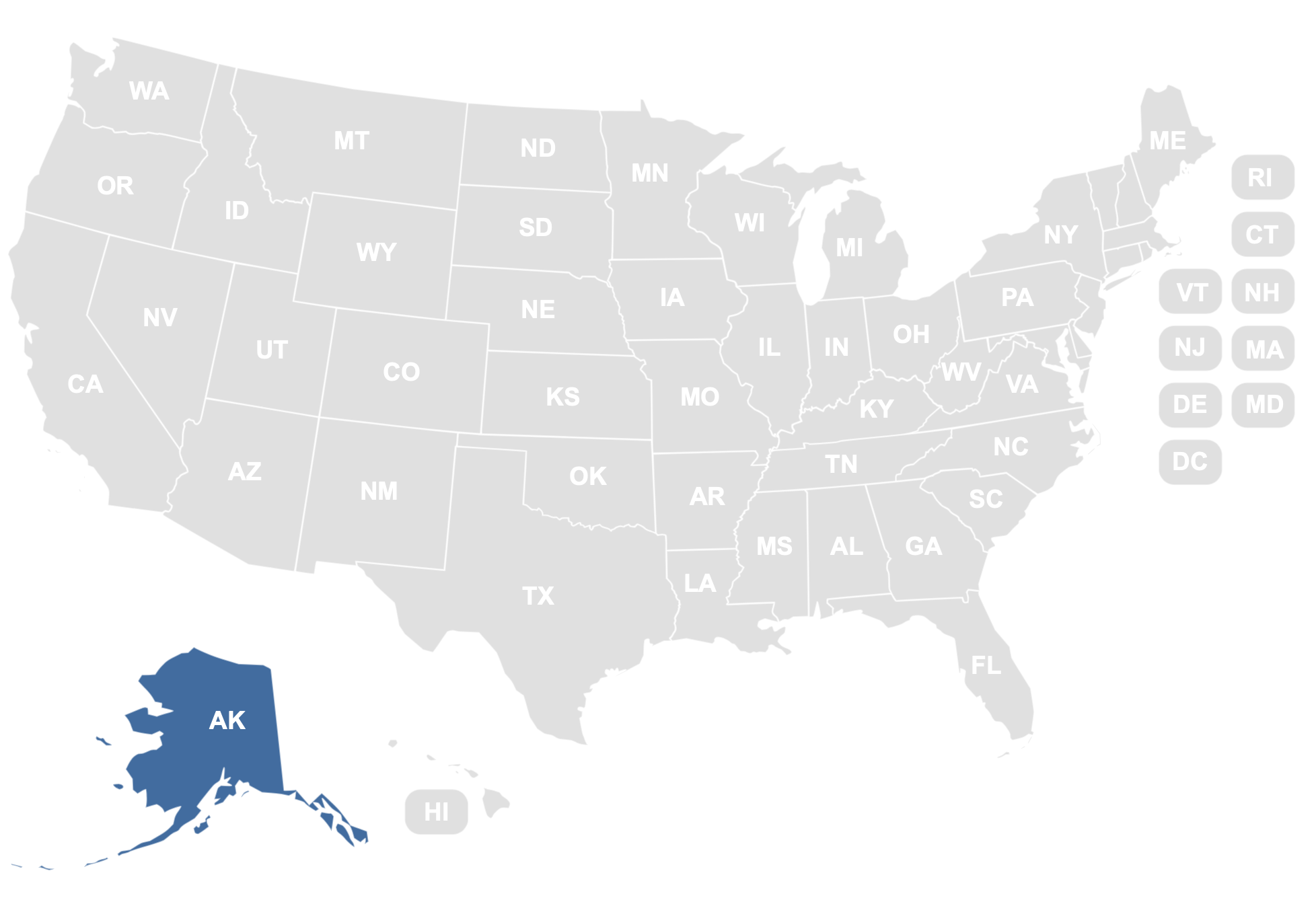 U.S. map highlighting the Alaska region